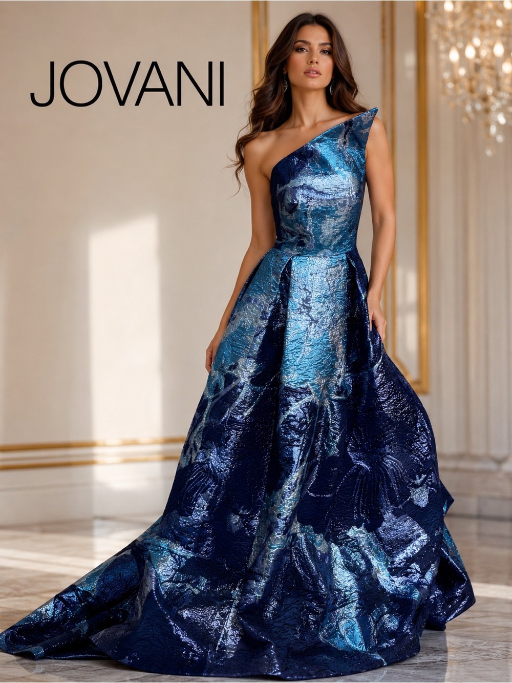 Jovani Strapless Metallic Couture Gown & Matching Shawl NWT One of a Kind Size 4
